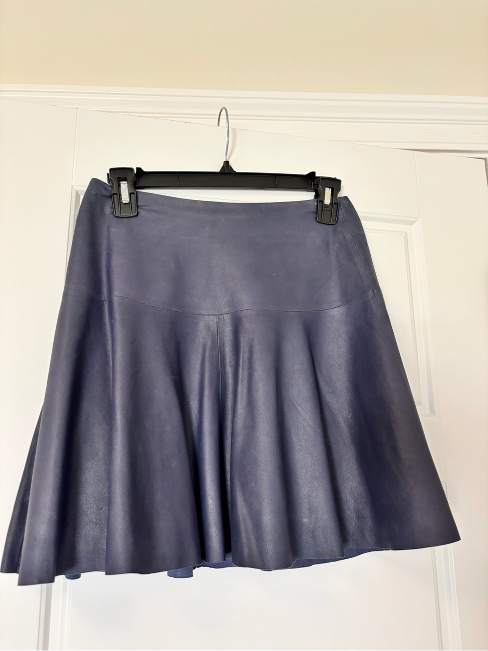Women's Plum Faux Leather Flared Skirt